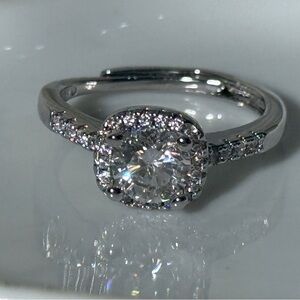 Moissanite square size adjustable 6-12 women’s ring white gold plated